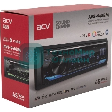 Автомагнитола ACV AVS-948BM, 1 DIN, Bluetooth, USB Type-A, AUX