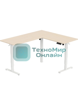 Стол компьютерный Cactus угловой подъемный столешница МДФ, белый дуб каркас белый 140x72x60 см (CS-EDXL-WWD)