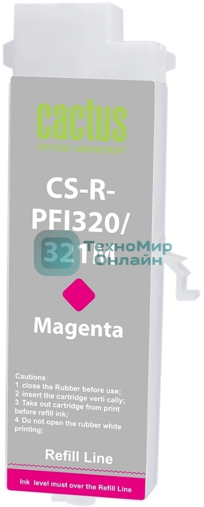 Картридж перезаправляемый струйный Cactus CS-R-PFI320/321M PFI320/321M пурпурный (260мл) для Canon imagePROGRAF TM-200/200MFP/205/300/300MFP/305