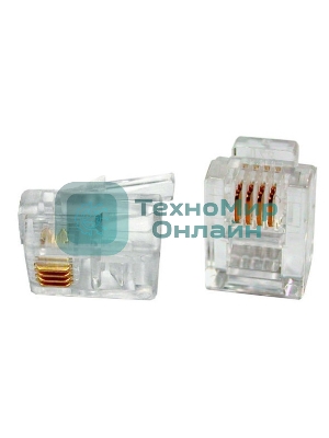 Коннектор телефонный RJ11, 4P4C, 100 шт.