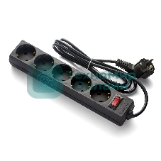 Удлинитель ExeGate EC-5-1.8B (EX279355RUS), черный, 1,8 м, евровилка с заземлением, 5 евророзеток с заземлением, 2200 Вт