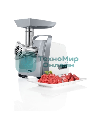 Мясорубка электрическая Bosch MFW 66020 белый/серый, 1800 Вт, 3.0 кг/мин, реверс, защита от перегрузки, насадки - 5