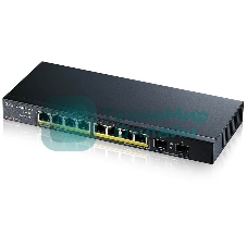 Коммутатор PoE+ Zyxel GS1100-10HP, 8xGE PoE+, 2xSFP, настольный, бесшумный, бюджет PoE 130 Вт