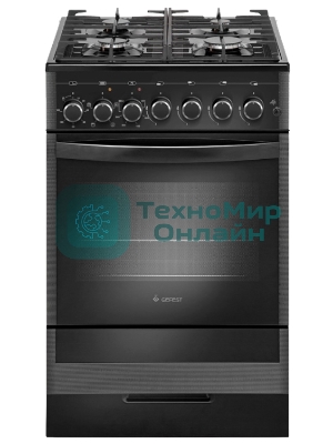 Плита комбинированная Gefest ПГЭ 5502-02 0044 черный, конфорок 4 газовых, духовка 55 л, 50 см x 85 см x 58.5 см