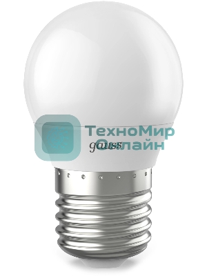 Лампа светодиодная Gauss 6.5Вт цок.: E27 шар 220B св. свеч. бел. нейт. P45 (упак.: 10 шт)
