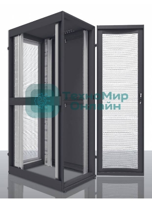 Шкаф серверный ПРОФ напольный 48U (600x1200) дверь перфор. 2 шт., черный, в сборе