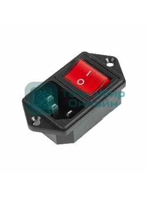 Выключатель клавишный Rexant 250 V 6 А (4с) ON-OFF красный с подсветкой и штекером C14 3PIN