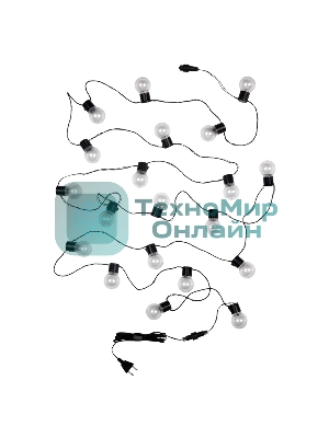 Лофт-гирлянда Neon-night светодиодная 5 м, черный ПВХ, 20 LED, теплое белое свечение