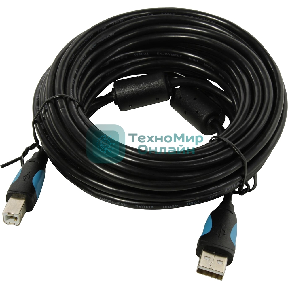 Кабель Vention USB 2.0 AM/BM - 8м. Черный Кабель Vention USB 2.0 AM/BM - 8м. Черный