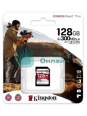 Флеш карта Kingston 128Gb Canvas React Plus SDXC UHS-II 300R/260W U3 V90