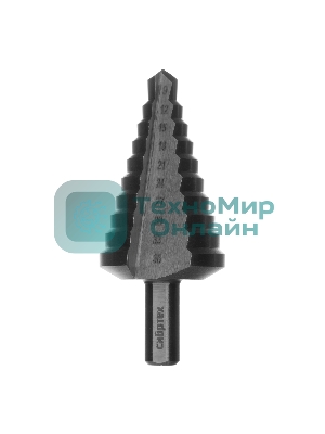 Сверло ступенчатое по металлу Сибртех 9-12-15-18-21-24-27-30-33-36 мм, 4241