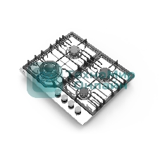 Газовая варочная панель Evelux HEG 638 X Hi-Tech, 60 см, 4 конфорки, WOK-конфорка, чугунные решетки, газ-контроль, электроподжиг, механическое управление, нержавеющая сталь