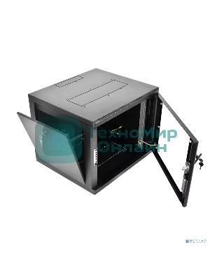 Шкаф телекоммуникационный настенный разборный ЦМО 9U (600 х 520), съемные стенки, дверь стекло, черный(ШРН-М-9.500-9005)