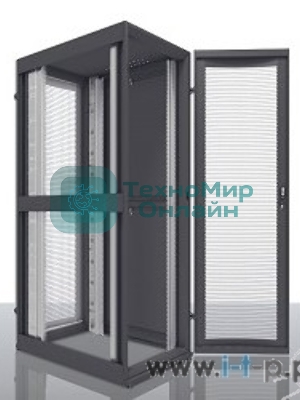 Шкаф серв. ПРОФ нап. 42U (600x1000) дверь перфорированная 2 шт., цвет черный, в сборе (ШТК-СП-42.6.10-44АА-9005) (1 коробка)