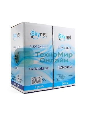 Кабель SkyNet Premium UTPнг-LSZH 4x2x0,51, низкое дымовыделение, нулевое содержание галогенов, медный, FLUKE TEST, кат.5e, однож., 305 м, box, оранжевый