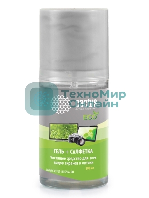 Чистящий набор (салфетки + гель) Cactus CS-S3004E для экранов и оптики 1 шт 18x18 см 200 мл