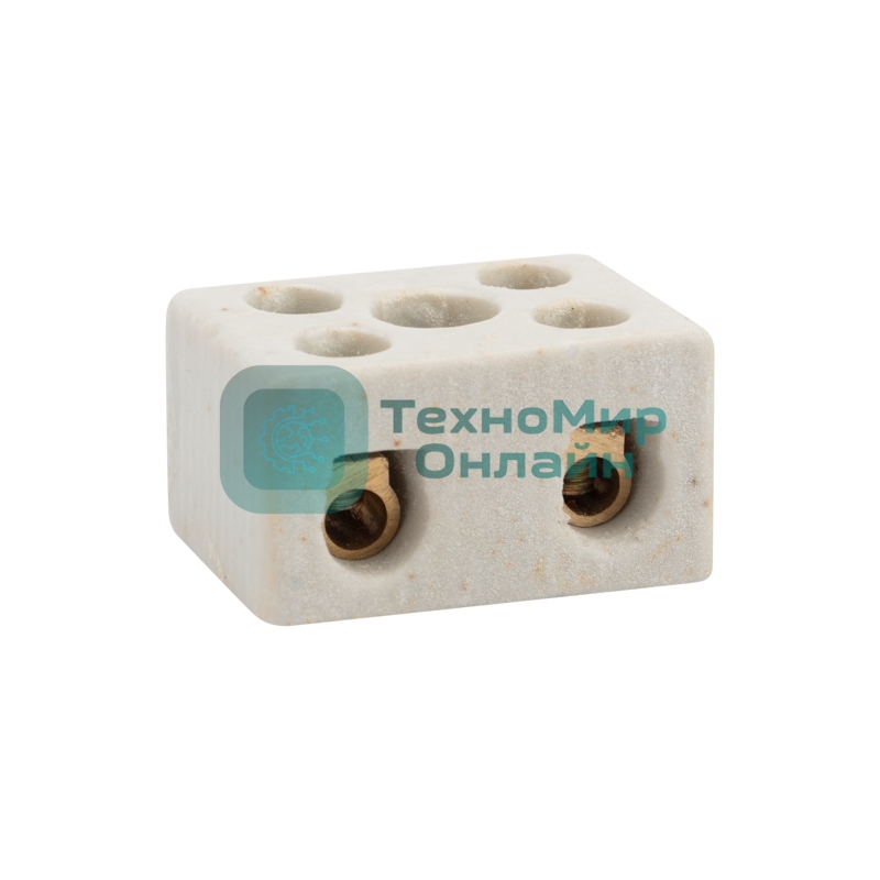 Клемма керамическая винтовая Rexant 10 мм² 2 пары контактов с крепежным отверстием (100 шт./уп.)