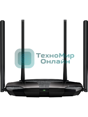 Двухдиапазонный роутер MERCUSYS MR80X AX3000 Wi-Fi 6, до 574 Мбит/с на 2,4 ГГц + до 2402 Мбит/с на 5 ГГц,4 фиксированные внешние антенны, 3 гигабитных порта LAN, 1 гигабитный порт WAN