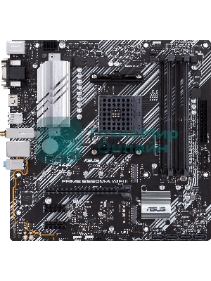 Материнская плата ASUS PRIME B550M-A WIFI II, AM4, AMD B550, 4xDDR4, 4xSATA, 2xM.2, 1xPCI-E 4.0 x16, 2xPCI-E x1, 1xDVI-D, 1xHDMI, 1xVGA, 1x 1Gb LAN, 2xUSB-A 3.2 Gen 2, 4xUSB-A 3.2 Gen 1, 3x3.5 мм, 7.1, Micro-ATX