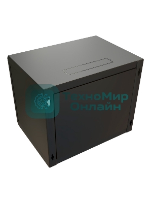 Шкаф коммутационный WRline (WR-TW-1245-SR-RAL9004) настенный 12U 600x450 мм пер. дв. металл 2 бок. пан. 60 кг черный 370 мм 650 мм IP20 сталь