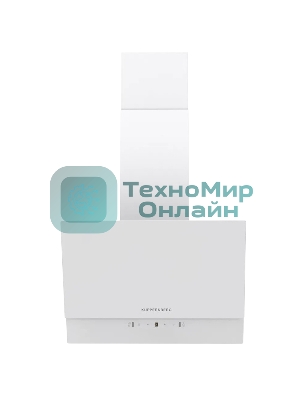 Наклонная вытяжка Kuppersberg F 603 W, 60 см, High-Tech, таймер, макс. производительность 850 м3/ч, 3 скорости, обратный клапан, сенсорное управление, дисплей, LED освещение, уровень шума 53 дБ, белый