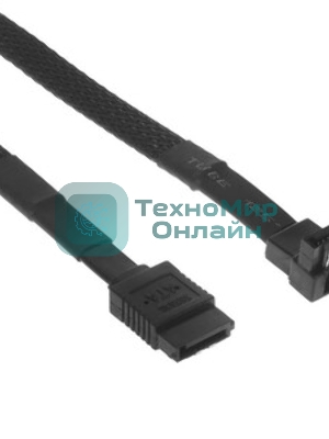 Кабель интерфейсный SATA Cablexpert CC-SATAM-DATA90-BLBR-30CM, Sata3 7pin/7pin, мет.защелка, угловой разъем, 30 см, черный, оплетка, пакет