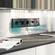 Накладка для двойной розетки Еthernet RJ-45 (графит матовый)