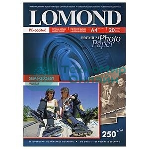 Фотобумага ПРЕМИУМ для стр.печати Lomond 250 г/м2 односторонняя Semi-Glossy Warm 10х15 см (20 л)