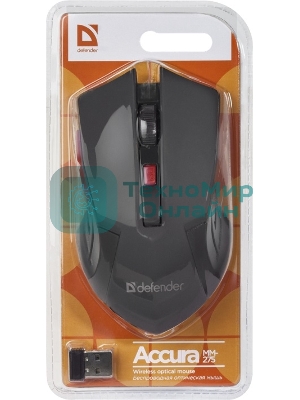 Мышь беспроводная Defender Accura MM-275 красный, 1600 dpi, радиоканал, USB, кнопки - 6
