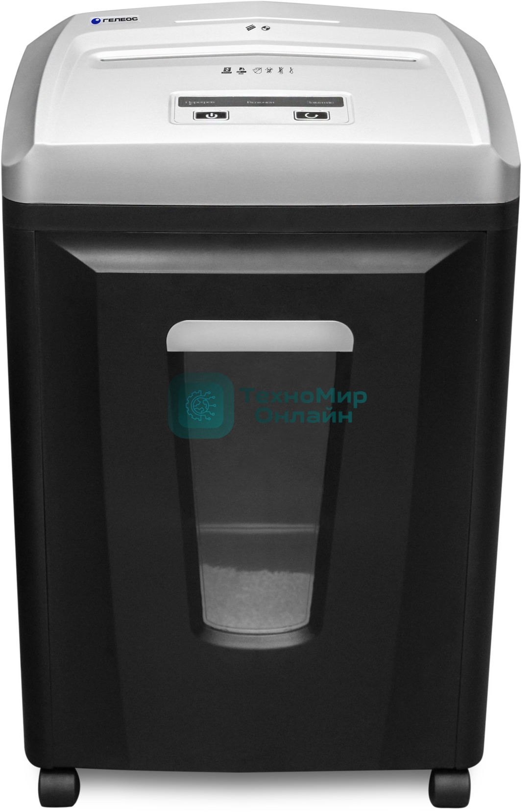 Шредер ГЕЛЕОС УП21-7+фрагменты 0,8х 1 мм., 23 литра, 7 листов, класс секретности P-7.