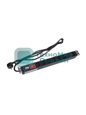 Блок ITK PH12-8C131 PDU 8 розеток C13 с LED выкл,1U, шнур 2м вилка нем.ст