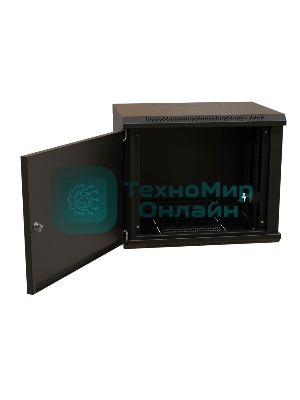 Шкаф коммутационный WRline (WR-TW-1245-SR-RAL9004) настенный 12U 600x450 мм пер. дв. металл 2 бок. пан. 60 кг черный 370 мм 650 мм IP20 сталь