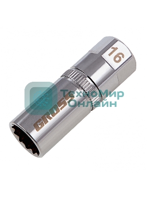 Головка торцевая свечная Gross магнитная, 12-гранная, 16 мм, под квадрат 1/2