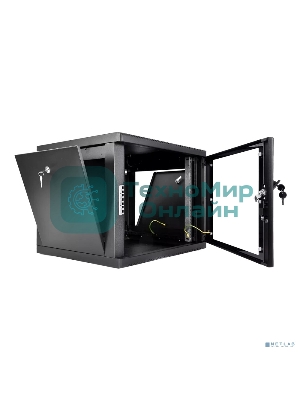 Шкаф телекоммуникационный настенный разборный ЦМО 9U (600 x 650) съемные стенки, дверь стекло, черный (ШРН-М-9.650-9005)