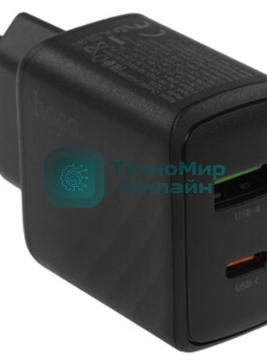 Сетевое зарядное устройство Hoco 30Вт, 3А, QC3.0/PD, 1хUSB, 1хType-C, CS23A, черный, коробка
