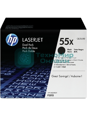 Картридж лазерный набор из 2 шт HP LaserJet CE255XD черный для LJ P3015(2 х 12500 стр)