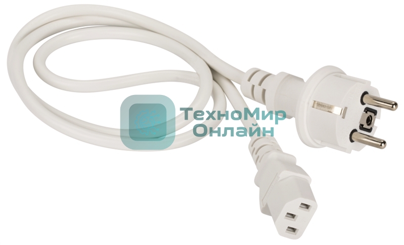 Шнур питания Lanmaster C13-Schuko прямая, 3х0.75, 220В, 10А, белый, 5 метров