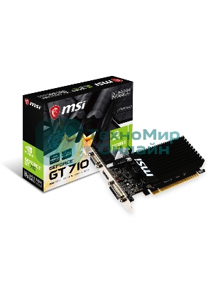 Видеокарта MSI PCI-E GT 710 2GD3H LP nVidia GeForce GT 710 2048Mb 64bit DDR3 954/1600 DVIx1/HDMIx1/CRTx1/HDCP Ret low profile