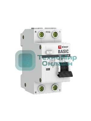 Выключатель автоматический дифференциального тока EKF DA12-32-30-bas 1P+N 32А 30мА тип АС х-ка C эл. 4,5кА АД-12 EKF Basic