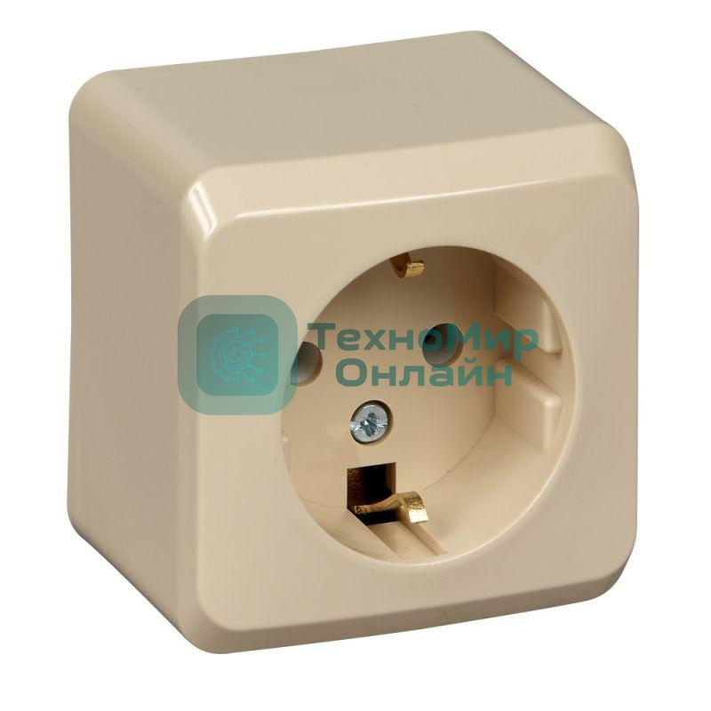 Розетка 1-м ОП Этюд 16А с заземл. крем. SchE PA16-003K