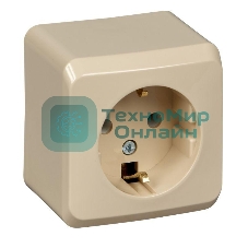 Розетка 1-м ОП Этюд 16А с заземл. крем. SchE PA16-003K