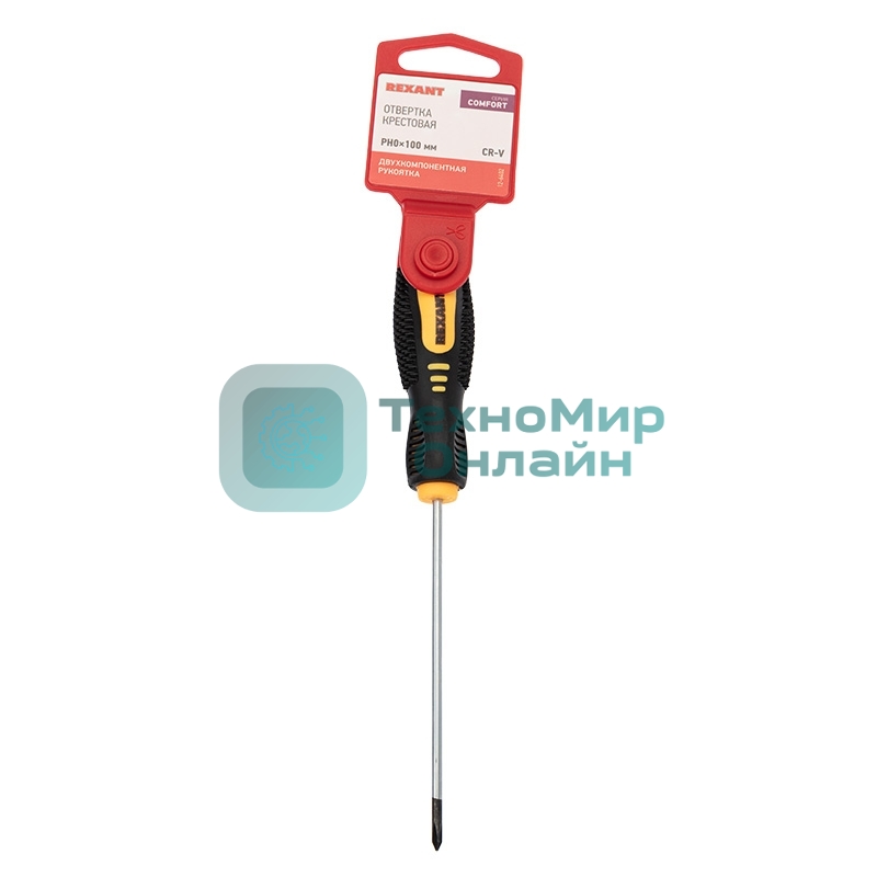 Отвертка крестовая Rexant PH 0х100 мм, двухкомпонентная рукоятка