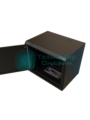 Шкаф коммутационный WRline (WR-TW-1245-SR-RAL9004) настенный 12U 600x450 мм пер. дв. металл 2 бок. пан. 60 кг черный 370 мм 650 мм IP20 сталь