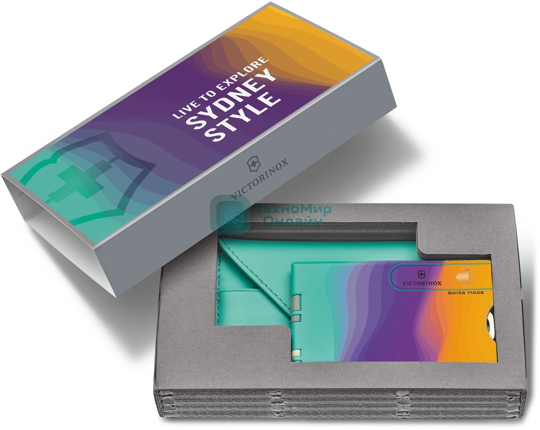 Швейцарская карта Victorinox Swiss Card Classic Sydney Style (0.7100.E222) бирюзовый коробка подарочная
