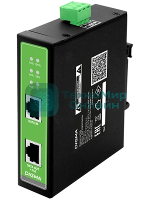 Инжектор PoE Digma DNP90W48GDXM 10/100/1000BASE-T 90Вт 37-57В(DC)