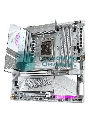 Материнская плата Gigabyte Z890M AORUS ELITE WIFI7 ICE, LGA 1851, Intel Z890, 4xDDR5, 4xSATA, 3xM.2, 1xPCIe 4.0 x4, 1xPCIe 5.0 x16, 1xDP, 1xUSB-C, 1x 2.5Gb LAN, 1xUSB-A 3.2 Gen 2, 4xUSB-A 3.2 Gen 1, 2x3.5 мм, TOSLINK, 7.1, 1xUSB4, mATX
