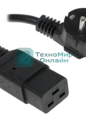 Кабель питания Cablexpert PC-S22-C19-2.5-1.5M, Schuko-C19, 3x2.5мм2, 16A, с заземлением, медь, 1.5м, черный, пакет