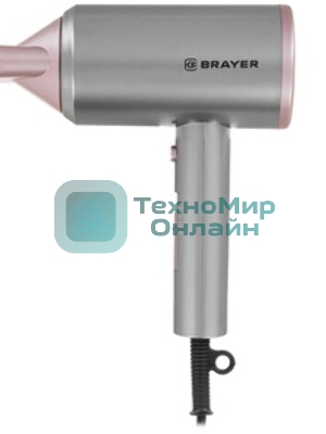 Фен BRAYER BR3022 серый/розовый, 1800 Вт