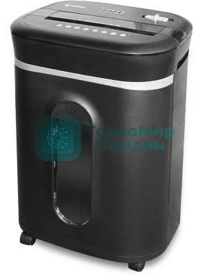 Шредер ГЕЛЕОС УМ28-4, DIN P-4 (4 ур-нь секр.), фрагмент 3,9х30мм, 19-21 лист (70г/м2), CD/пл.карты/скрепки/скобы, 28 литров