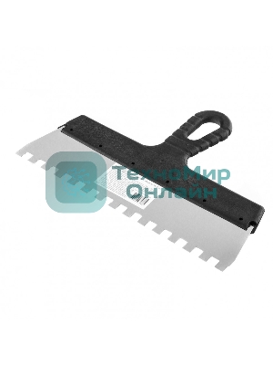 Шпатель Sparta из нержавеющей стали, 300 мм, зуб 10х10 мм, пластмассовая рукоятка